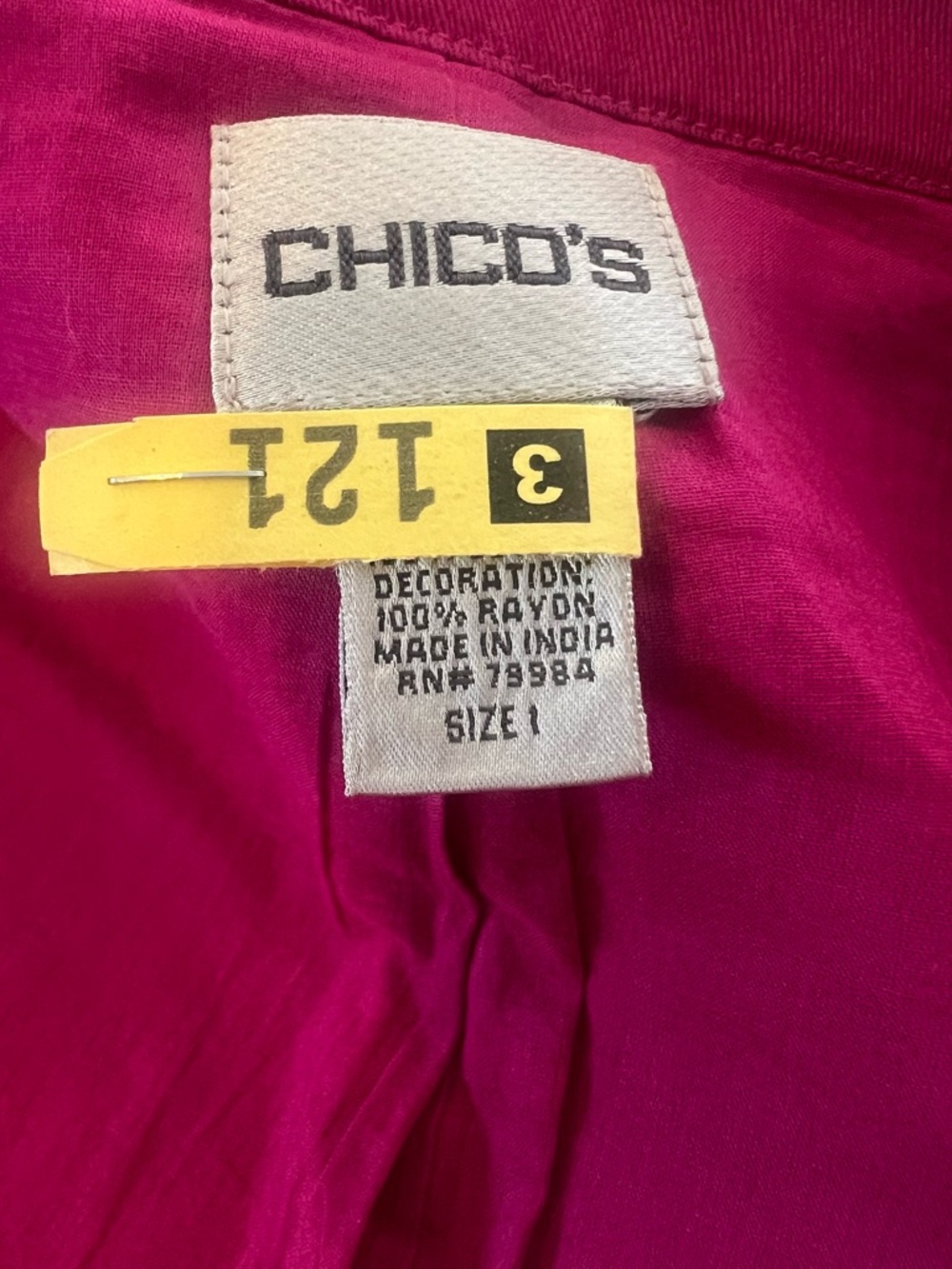 Chico's Fuchsia Multi-Striped Button Jacket - Picture 6 of 8